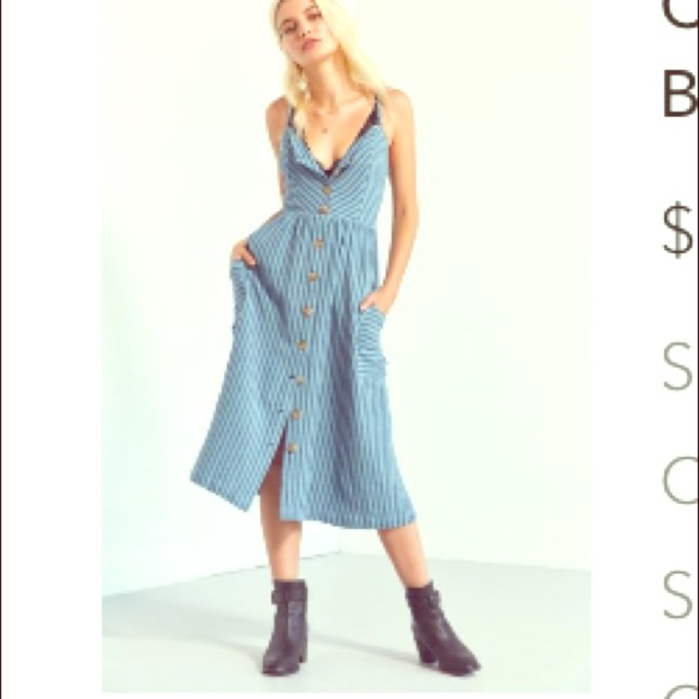 Linen A-line button down midi dress